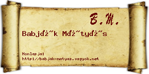 Babják Mátyás névjegykártya
