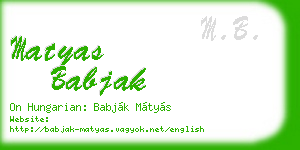 matyas babjak business card