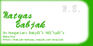 matyas babjak business card